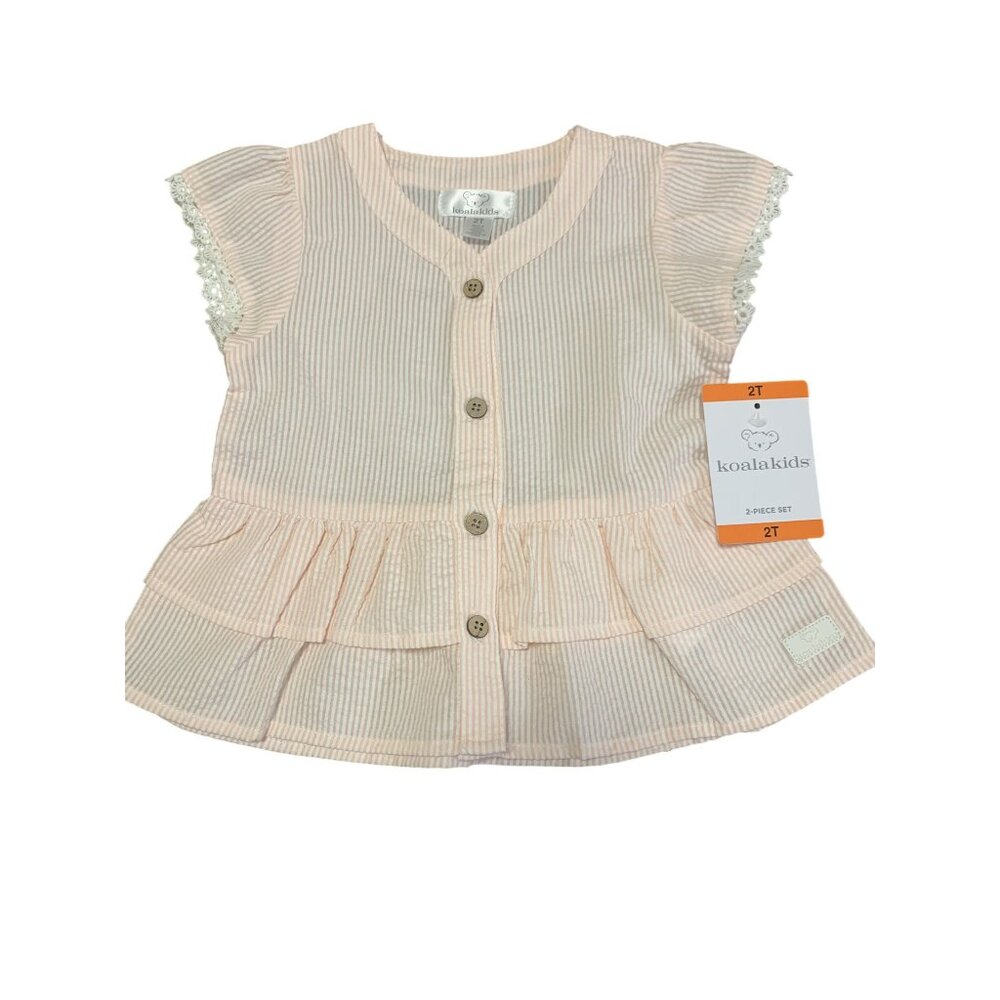 NWT Koala Kids 2T Lightweight Striped Peach Tiered Top Lace